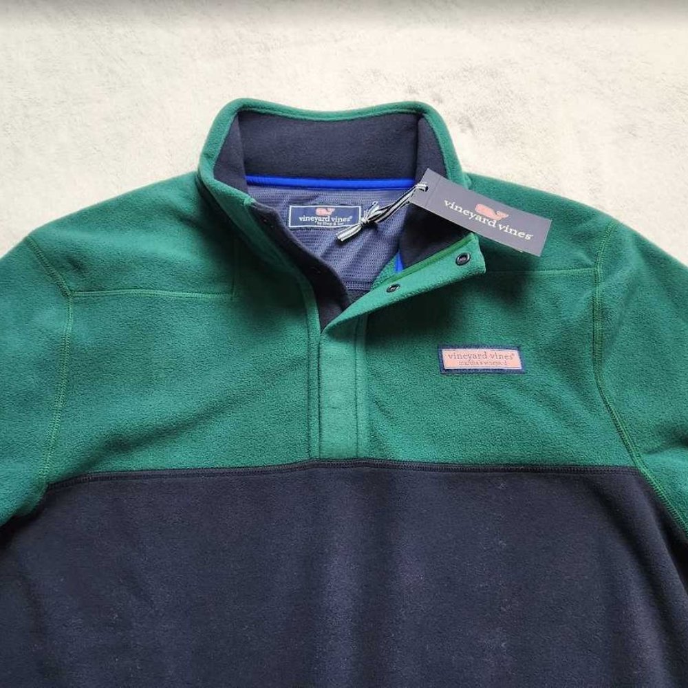 NEW MEN'S M VINEYARD VINES HARBOR FLEECE SHEP SHIRT PULLOVER SWEATER TURF GREEN - Picture 2 of 10